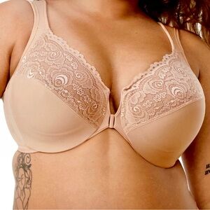 - Glamorise 48B WonderWire Front Closure Nude Bra! NEW!